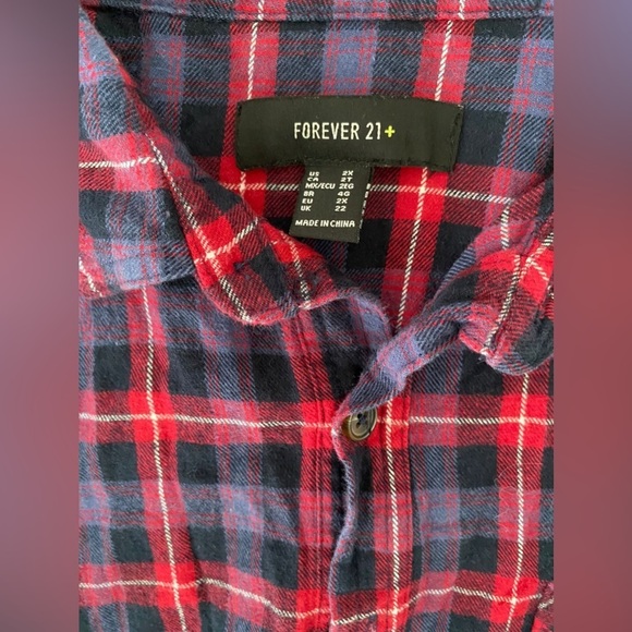 FOREVER 21 Pink Blue Checkered Collared Cropped Shirt with Front Knot in 2XL - Picture 6 of 6